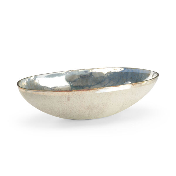 Melton Rusticated White and Nickel 1 Decorative Bowl, image 1
