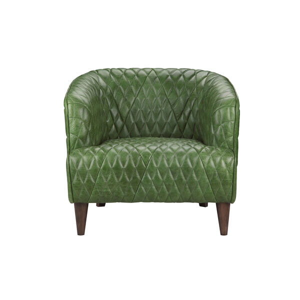 Magdelan Tufted Leather Arm Chair Emerald, image 1
