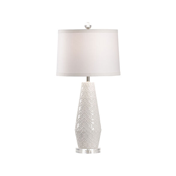 Pam Cain White Glaze and Clear One-Light Ceramic Table Lamp, image 1
