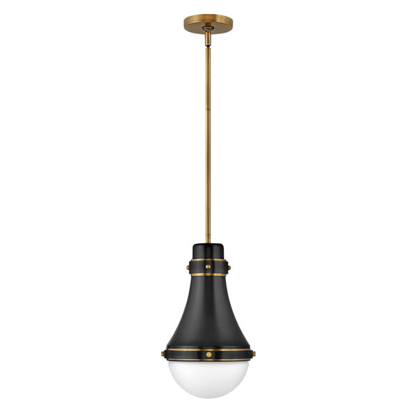 Oliver Black One-Light Mini Pendant With Etched Opal Glass, image 2
