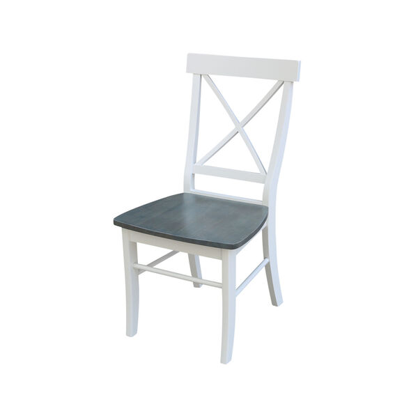 White and Heather Gray X-Back Chair with Solid Wood Seat, image 1