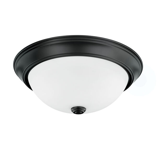 HomePlace Matte Black 13-Inch Two-Light Flush Mount, image 1