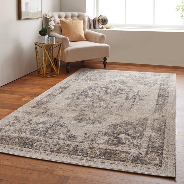 Camellia Ivory Gray Brown Rectangular 4 Ft. 3 In. x 6 Ft. 3 In. Area Rug, image 4