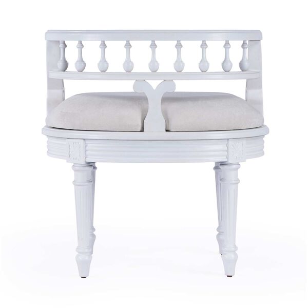 Hathaway Cottage White Upholstered Vanity Seat, image 5