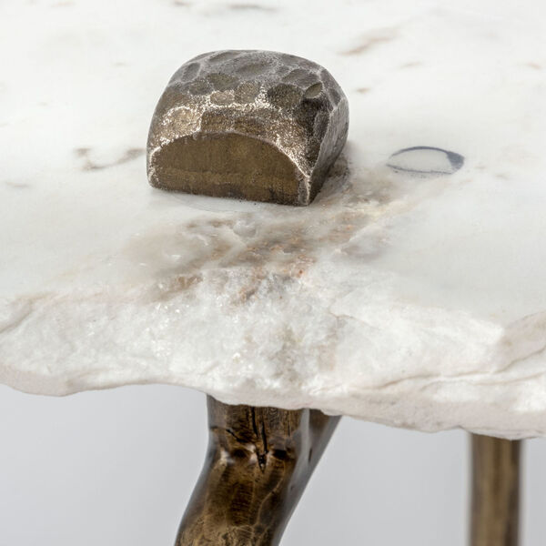Pinera III White and Brass Marble Top Console Table, image 5