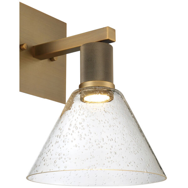 Port Nine Brass-Antique and Satin Outdoor Intergrated LED Wall Sconce with Clear Glass, image 5