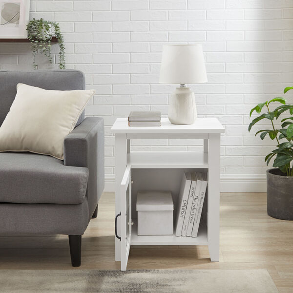 Simple Windowpane Glass Door Side Table with Open Cubby, image 3