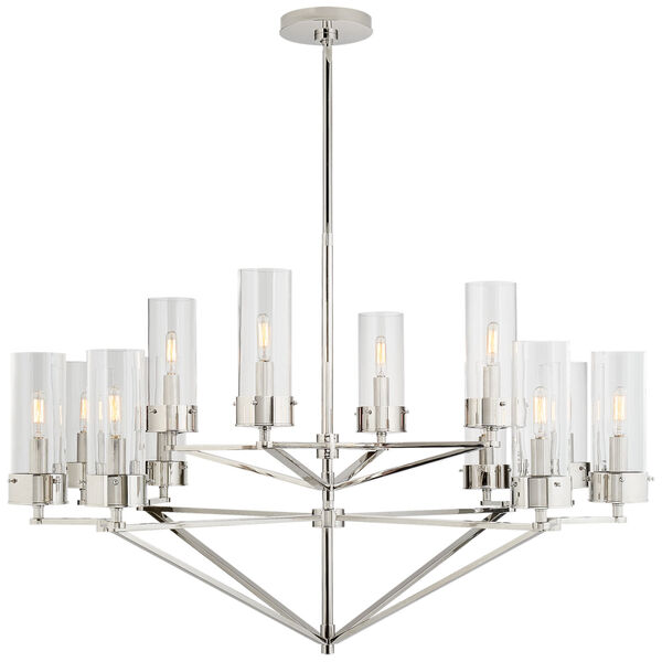 Marais Large Chandelier in Polished Nickel with Clear Glass by Thomas O'Brien, image 1