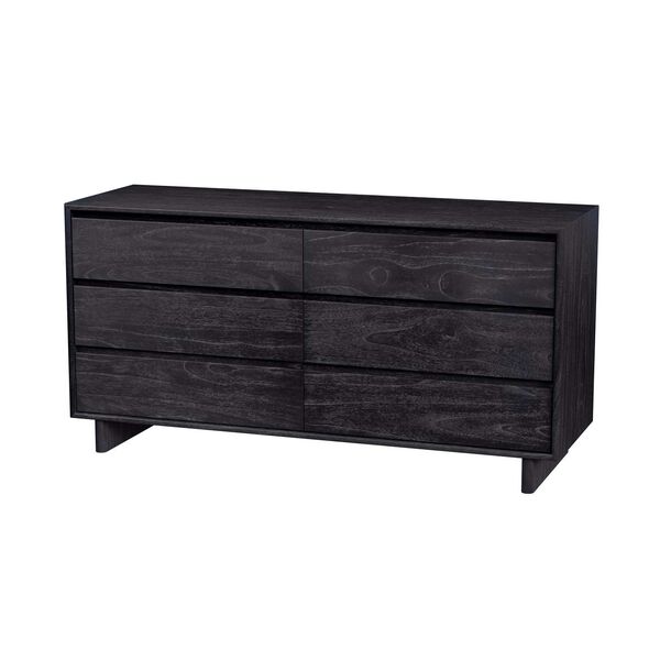 Halmstad Washed Black Wood Panel Six -Drawer Dresser, image 1