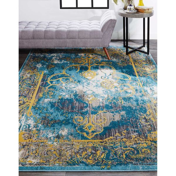 Keats Blue Yellow Taupe Area Rug, image 3