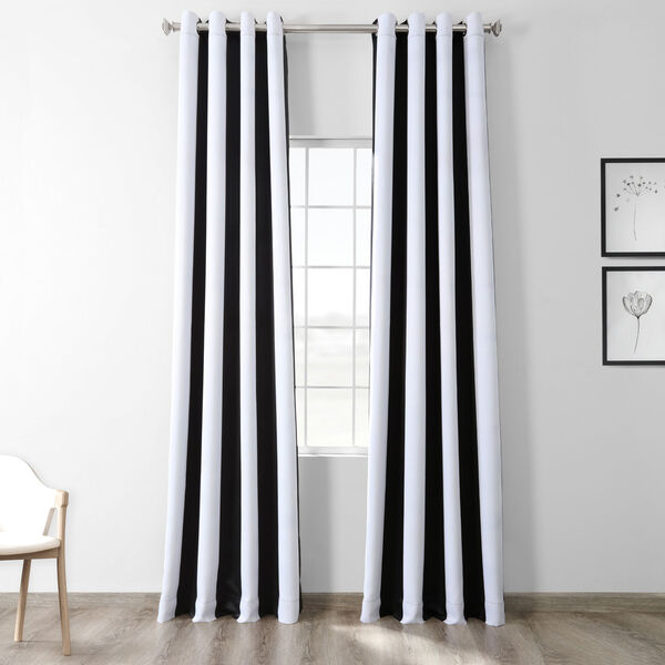 Awning Black and Fog White Stripe Single Panel Curtain 50 x 84, image 1