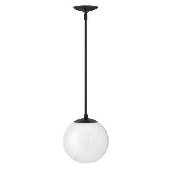 Warby Black One-Light Mini Pendant with White Glass, image 1