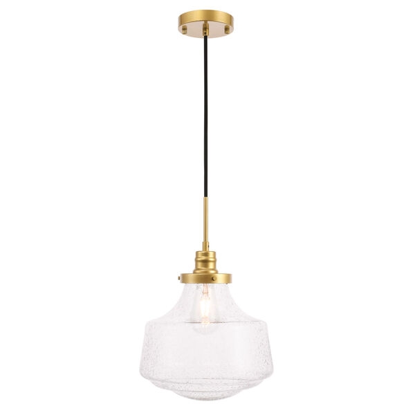 Lyle Brass 11-Inch One-Light Pendant with Clear Seeded Glass, image 4