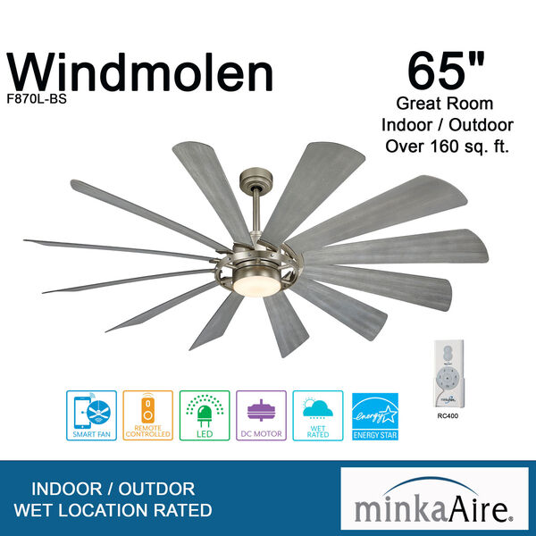 Windmolen Brushed Steel 65-Inch LED Smart Ceiling Fan, image 7