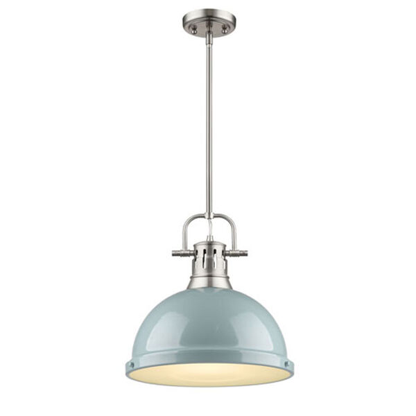 Quinn Pewter One-Light Pendant with Seafoam Shade, image 2