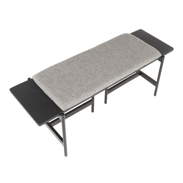 Chloe Black and Grey Bench with Upholstered Top, image 6