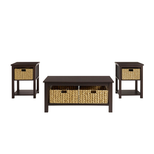Espresso Storage Coffee Table and Side Table Set, 3-Piece, image 2