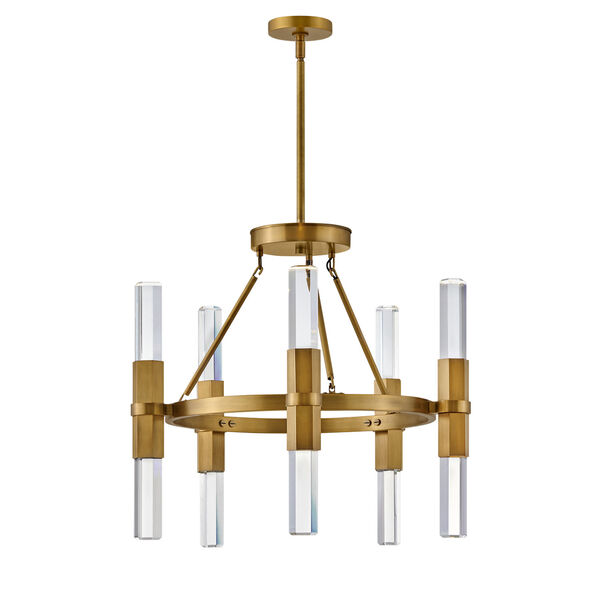 Cecily Heritage Brass Six-Light LED Chandelier with Clear Crystal Glass, image 1