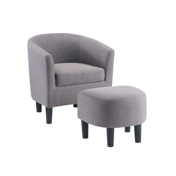 Take a Seat Cement Gray Linen Churchill Accent Chair with Ottoman, image 1