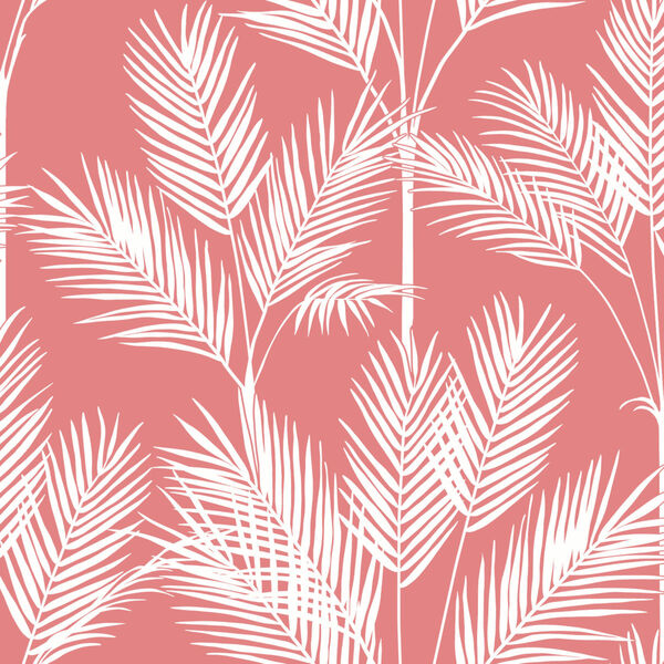 Waters Edge Coral King Palm Silhouette Pre Pasted Wallpaper, image 2