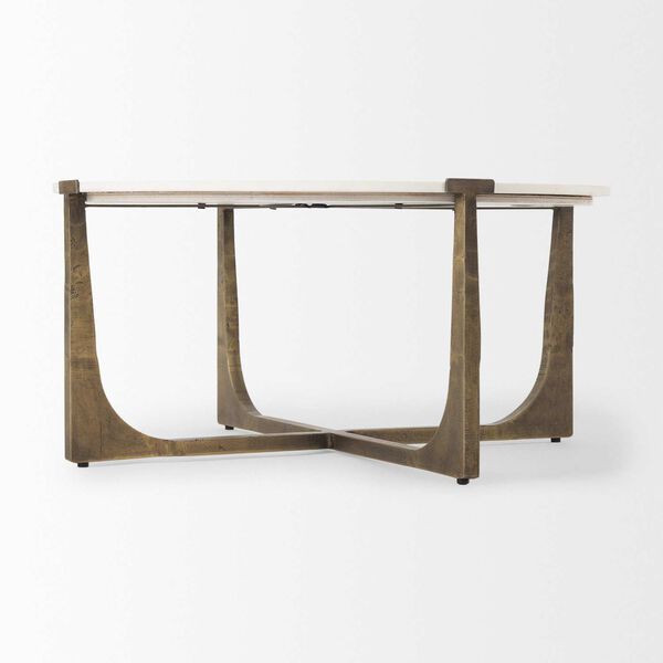 Atticus Marble and Antiqued Gold Metal Coffee Table, image 4