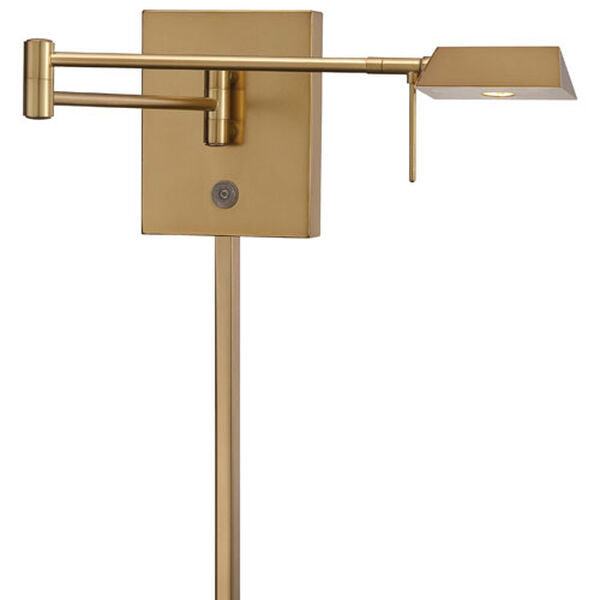 Honey Gold LED Swing Arm Wall Lamp w/Steel Shade, image 1