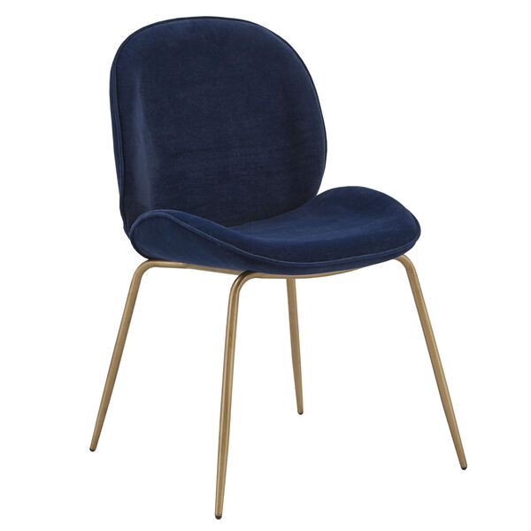 Cheryl Gold and Blue Velvet Dining Chair, Set of Two, image 1