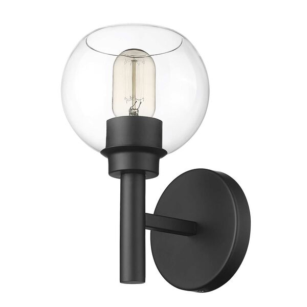 Sutton Matte Black One-Light Wall Sconce with Clear Glass Shade - (Open Box), image 6