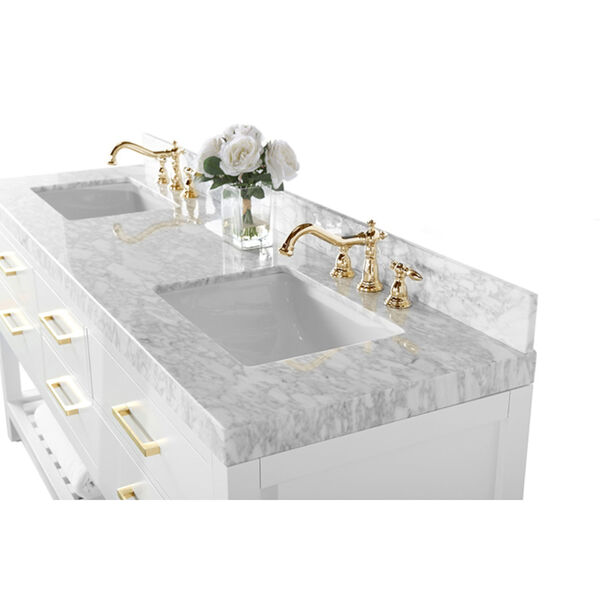 Elizabeth White 72-Inch Vanity Console with Mirror and Gold Hardware, image 7