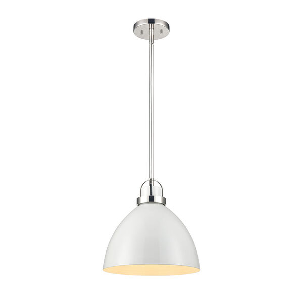 Somerville Gloss White and Polished Nickel One-Light Pendant, image 1