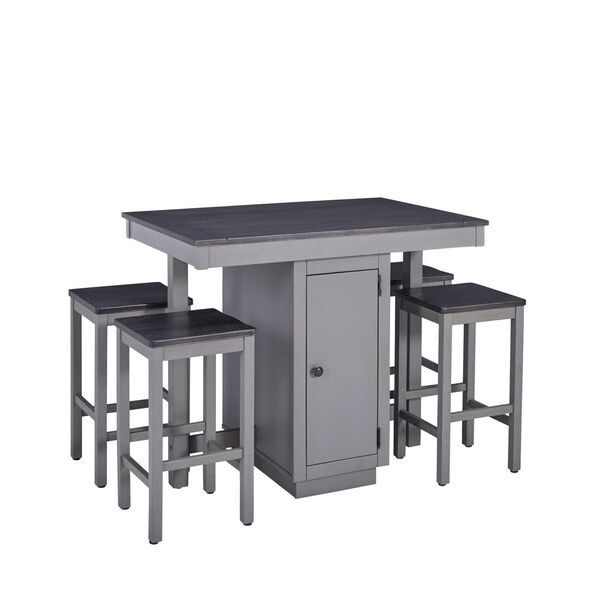 Pepper Square Gray Flannel Counter Table with Four-Stools, image 1