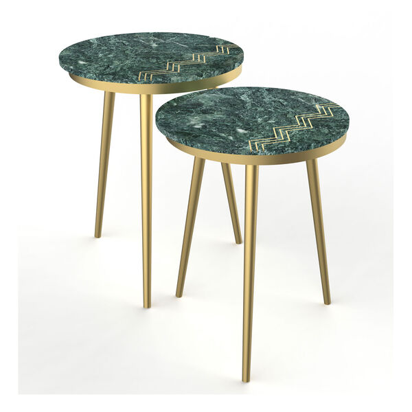 Green and Gold Nesting Table, Set of 2, image 5
