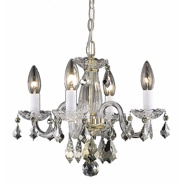 Rococo Gold Four-Light Chandelier with Clear Royal Cut Crystals, image 1