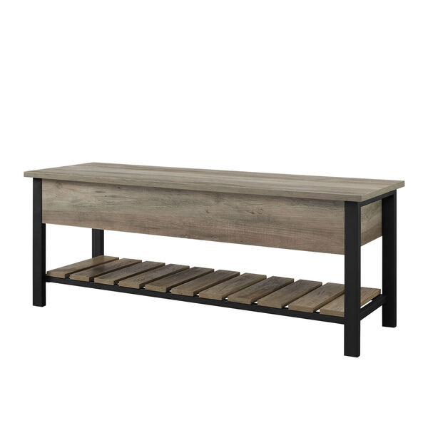 48-Inch Open-Top Storage Bench with Shoe Shelf  - Gray Wash, image 8