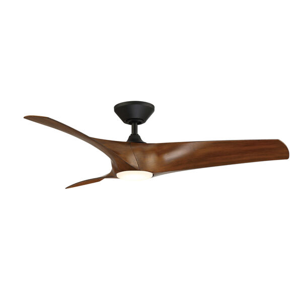 Zephyr Matte Black and Distressed Koa 52-Inch ADA LED Ceiling Fan, image 1