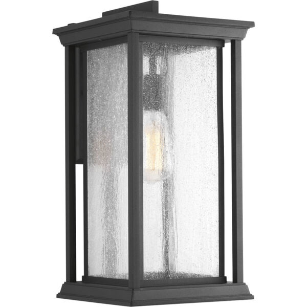 P5613-31: Endicott Black One-Light Outdoor Wall Mount with Clear Seeded Glass, image 1