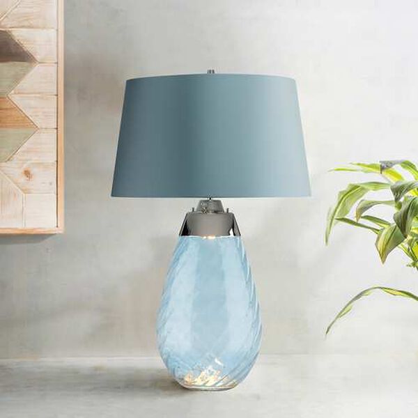Lena Blue Two-Light Table Lamp with Blue Satin Shade, image 2