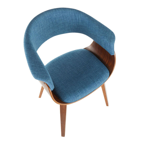 Vintage Mod Walnut and Blue Accent Chair, image 6