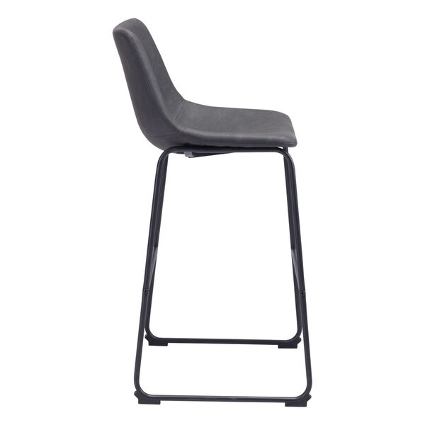 Smart Charcoal and Matte Black Bar Stool, Set of Two, image 3