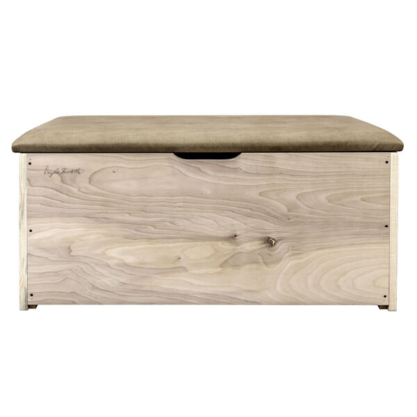 Homestead Clear Lacquer Blanket Chest with Buckskin Upholstery, image 6