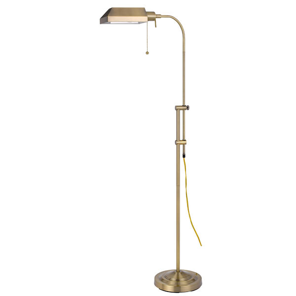Pharmacy Antique Brass Floor Lamp w/Adjustable Pole, image 1