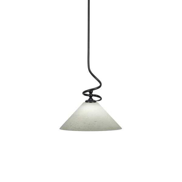 Capri Matte Black One-Light Pendant with White Muslin Glass, image 1