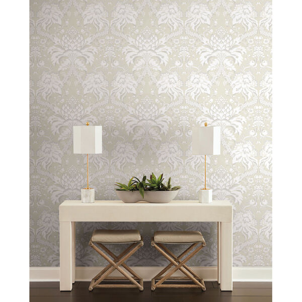 Damask Resource Library Beige and Gold 27 In. x 27 Ft. French Artichoke Wallpaper, image 1