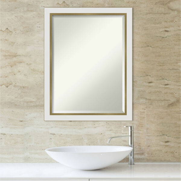 Eva White and Gold 21W X 27H-Inch Bathroom Vanity Wall Mirror, image 5