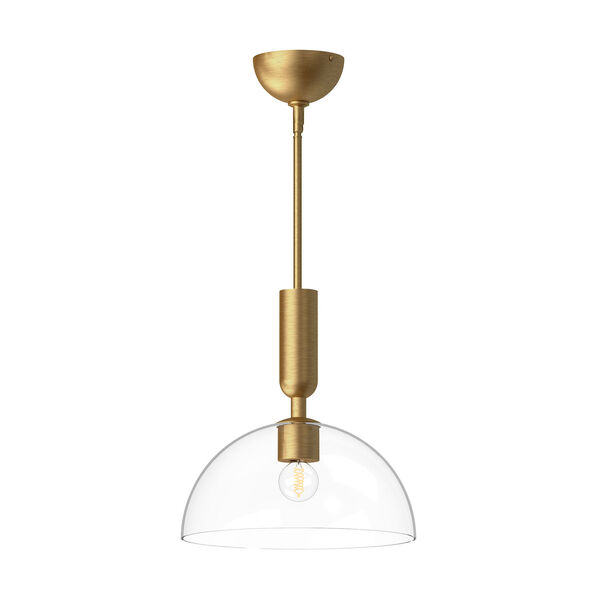 Jude Brushed Gold One-Light Pendant with Clear Glass, image 1