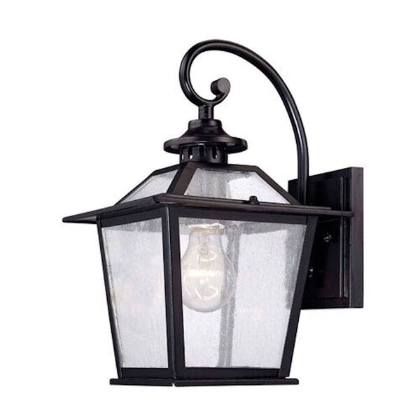 Salem Matte Black One-Light Outdoor Wall Mount with Clear Seeded Glass, image 1