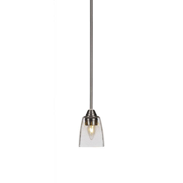 Paramount Brushed Nickel One-Light 10-Inch Mini Pendant with Clear Bubble Glass, image 1