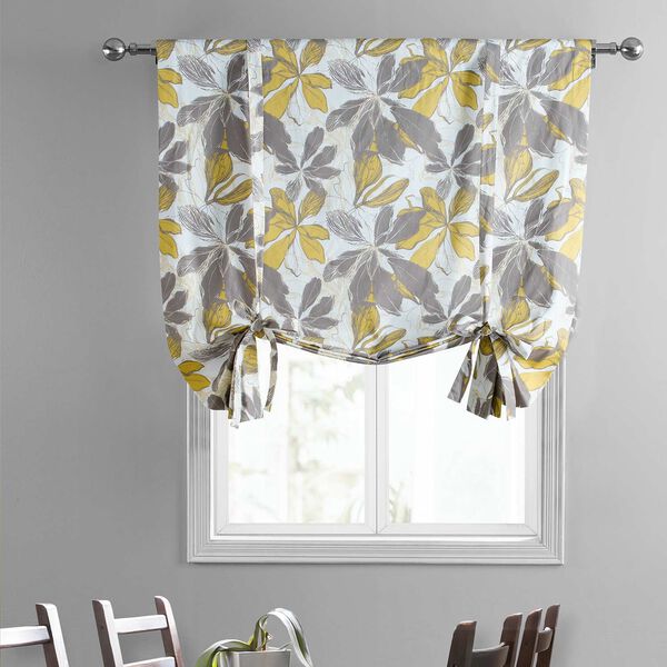 Sunny Day Gold Printed Cotton Tie-Up Window Shade Single Panel, image 2
