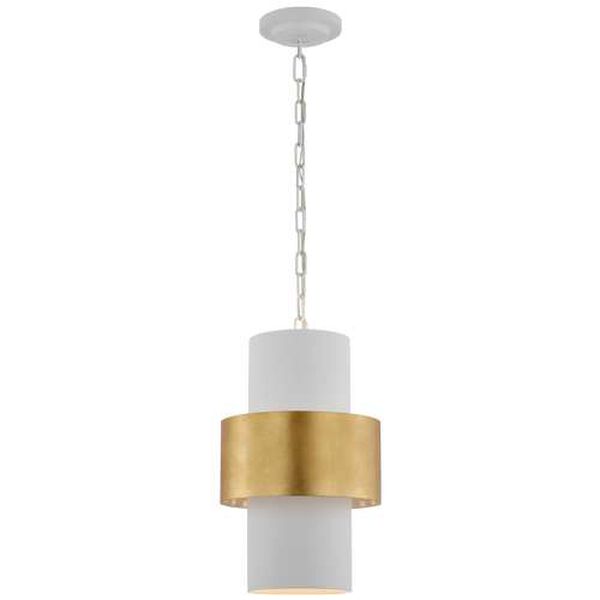Chalmette Plaster White and Gold One-Light Layered Pendant by Julie Neill, image 1