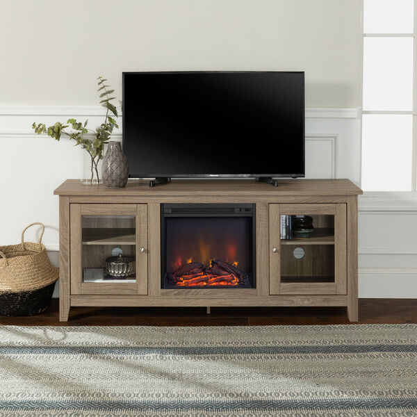 58-inch Fireplace TV Stand with Doors, image 1